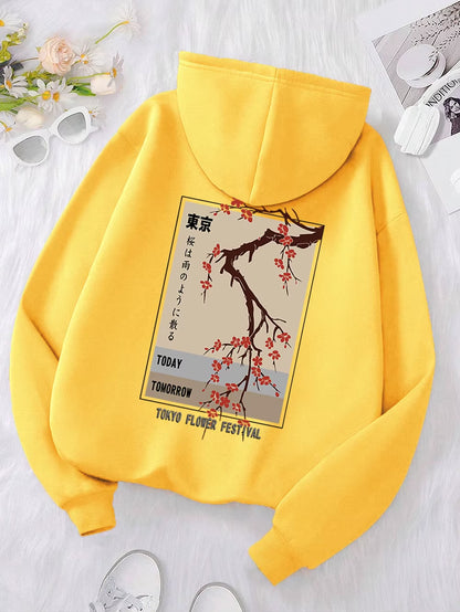 Today Tomorrow Tokyo Flower Festival Hoody Men Women Casual Warm Hoodies Fashion Loose Clothes Fleece Pullover Sweatshirt Couple