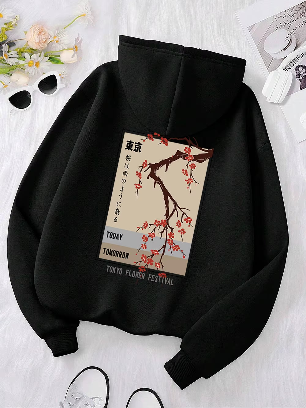 Today Tomorrow Tokyo Flower Festival Hoody Men Women Casual Warm Hoodies Fashion Loose Clothes Fleece Pullover Sweatshirt Couple