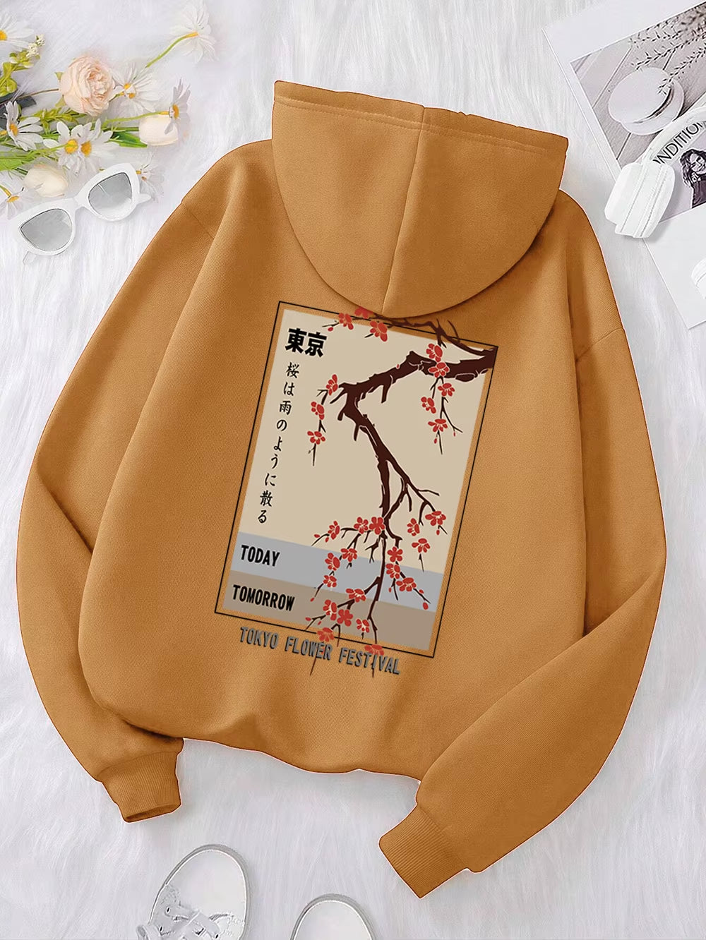 Today Tomorrow Tokyo Flower Festival Hoody Men Women Casual Warm Hoodies Fashion Loose Clothes Fleece Pullover Sweatshirt Couple