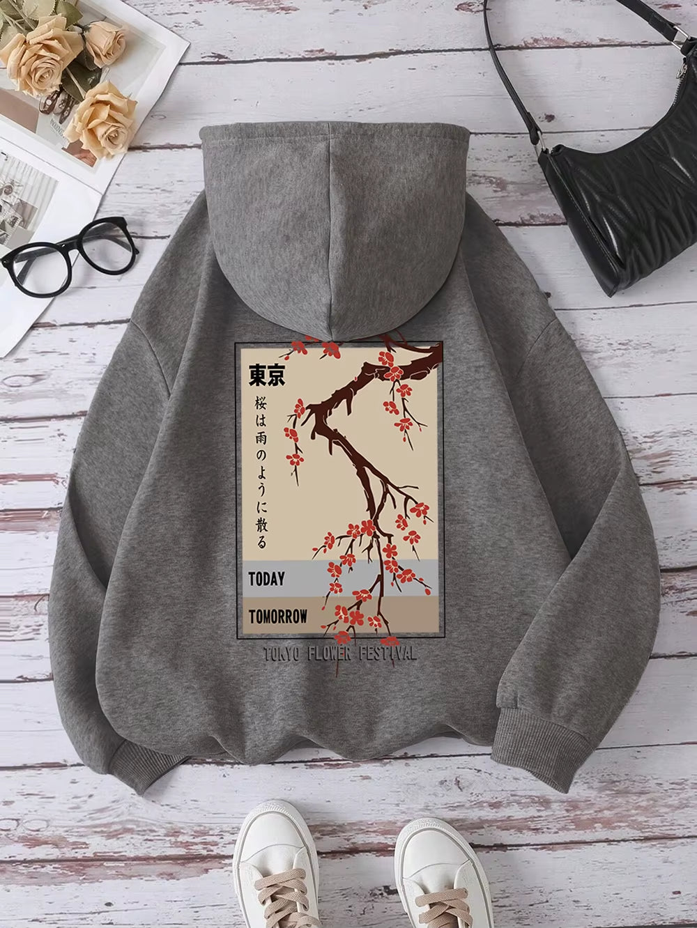 Today Tomorrow Tokyo Flower Festival Hoody Men Women Casual Warm Hoodies Fashion Loose Clothes Fleece Pullover Sweatshirt Couple