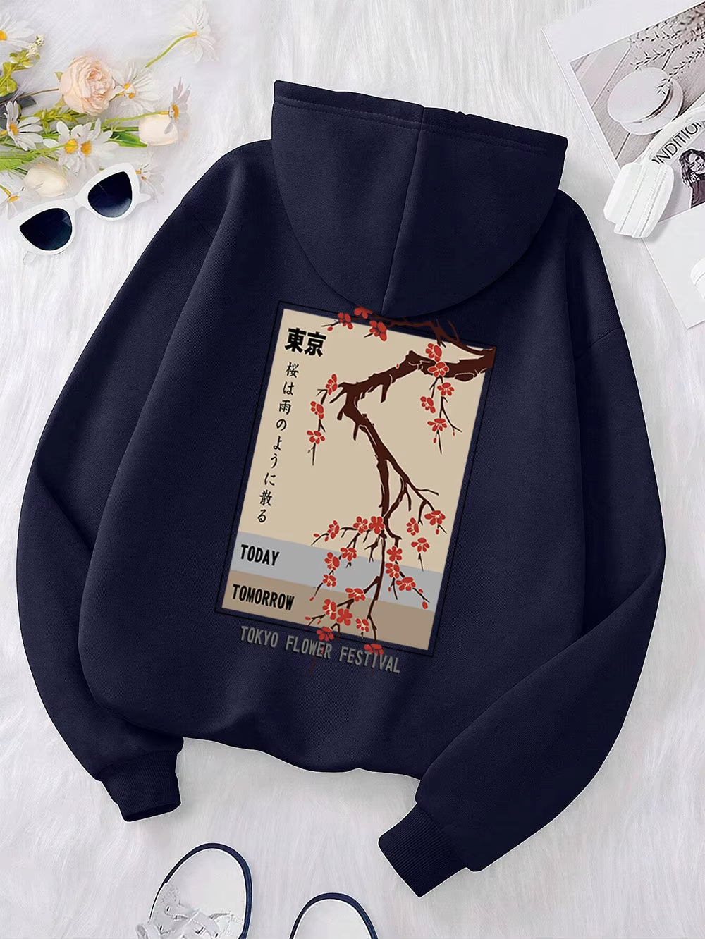 Today Tomorrow Tokyo Flower Festival Hoody Men Women Casual Warm Hoodies Fashion Loose Clothes Fleece Pullover Sweatshirt Couple