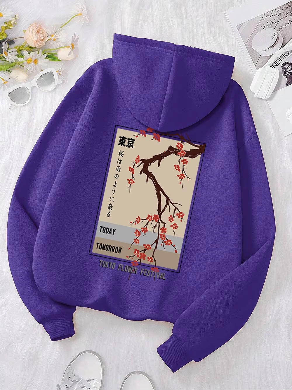 Today Tomorrow Tokyo Flower Festival Hoody Men Women Casual Warm Hoodies Fashion Loose Clothes Fleece Pullover Sweatshirt Couple