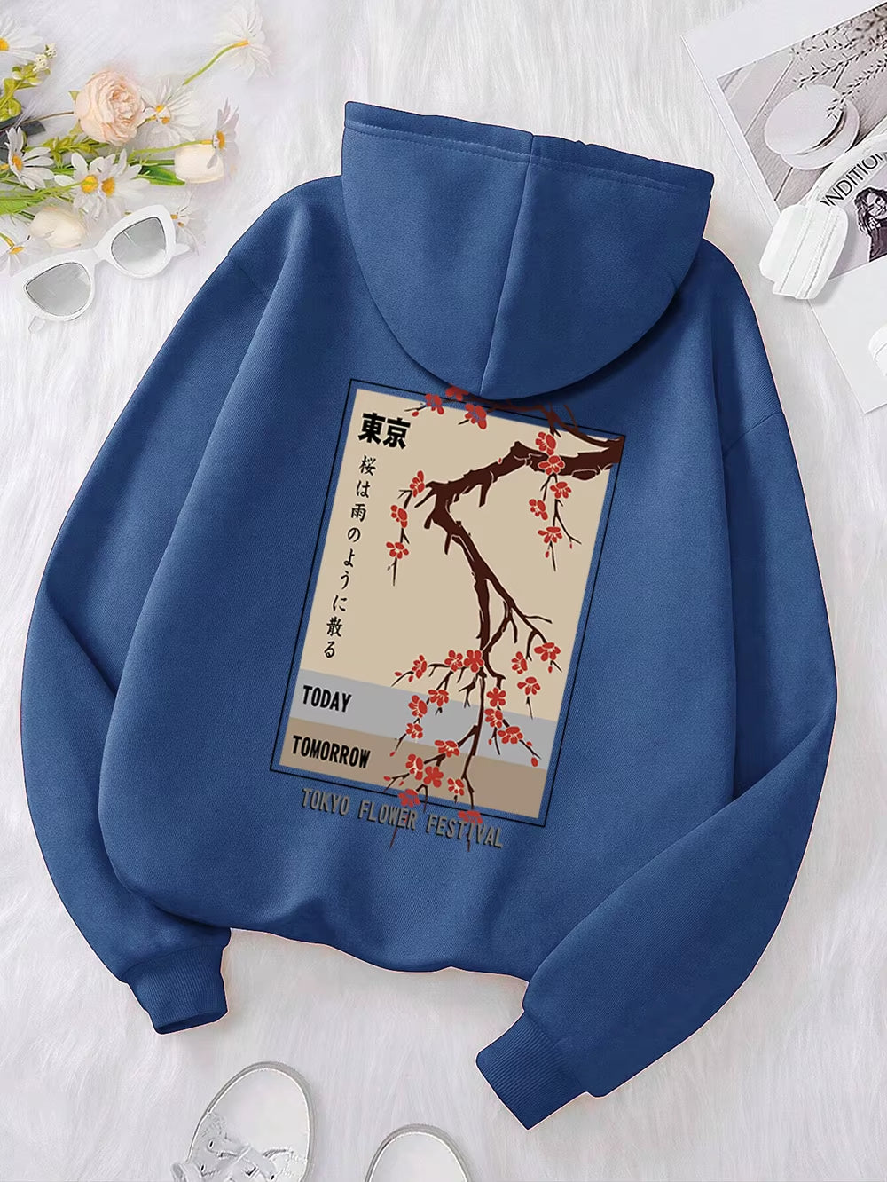 Today Tomorrow Tokyo Flower Festival Hoody Men Women Casual Warm Hoodies Fashion Loose Clothes Fleece Pullover Sweatshirt Couple